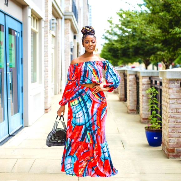 Maternity 2 Piece Maxi Skirt Set - Backless Halter Top & Long Skirt For Summer